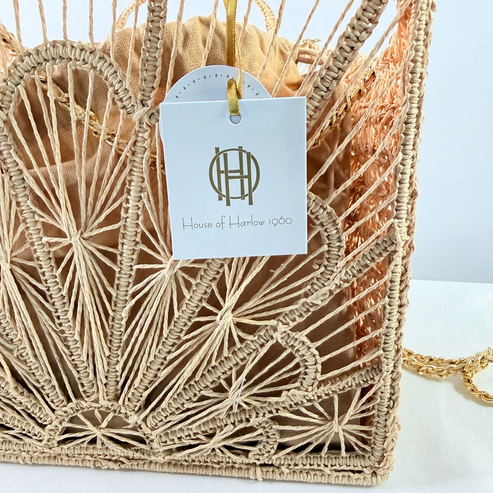 House of Harlow 1960 Beige Woven Crossbody Bag - Picture 7 of 9